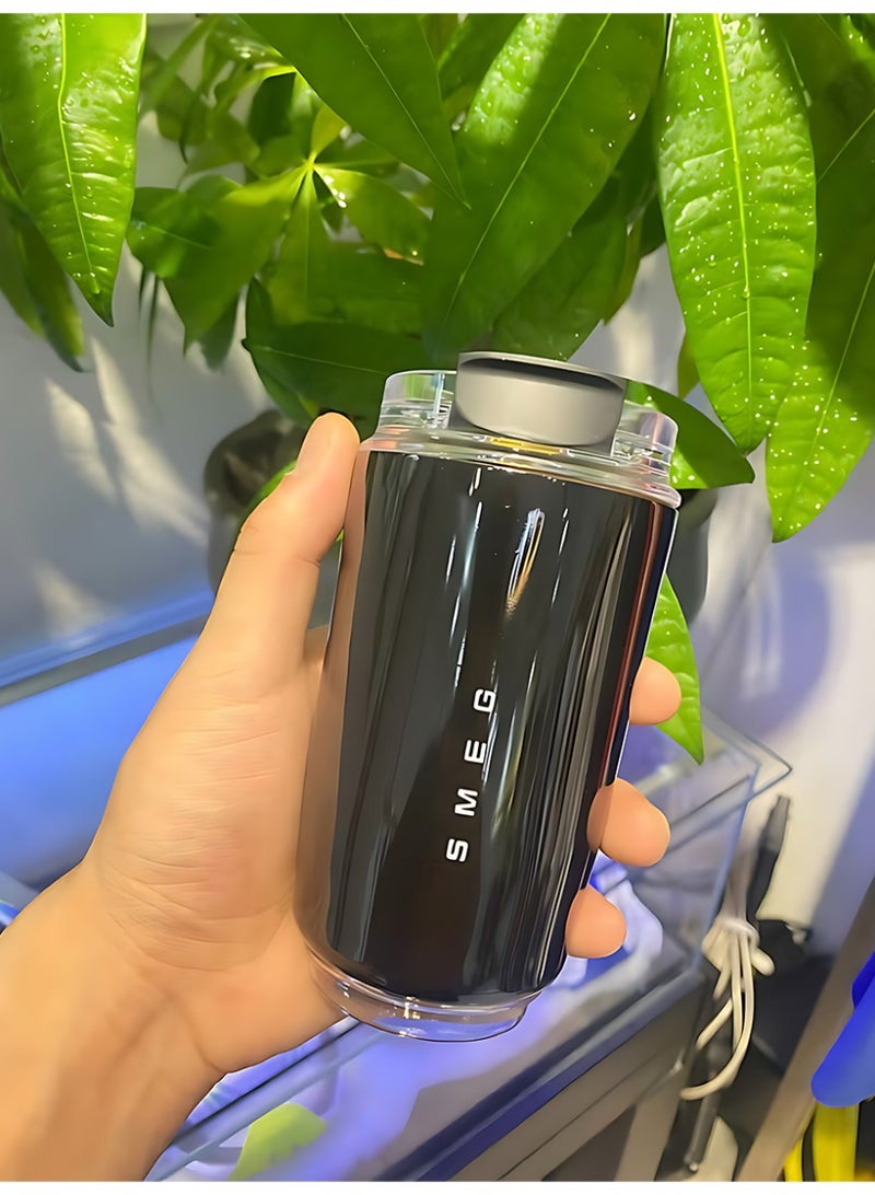 Smeg Travel Coffee Mug, Insulated Beverage Cup with Leakproof Lid, Long-Lasting Coffee Tumbler with Lid, Travel Coffee Thermos (Black) - Image 4